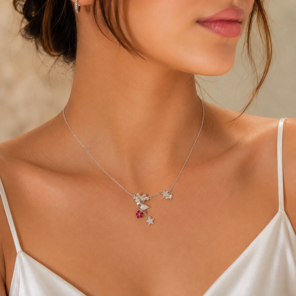 Elegant Crystal Bird Charm Necklace