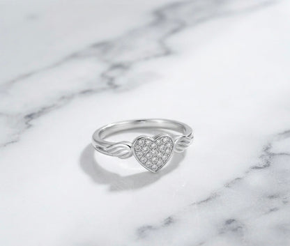 Sparkling Heart Twist Ring