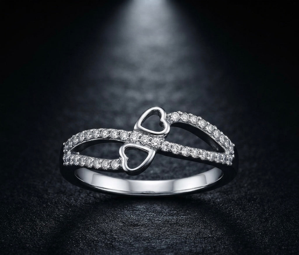 Double Heart Sparkle Ring