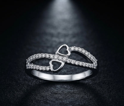 Double Heart Sparkle Ring