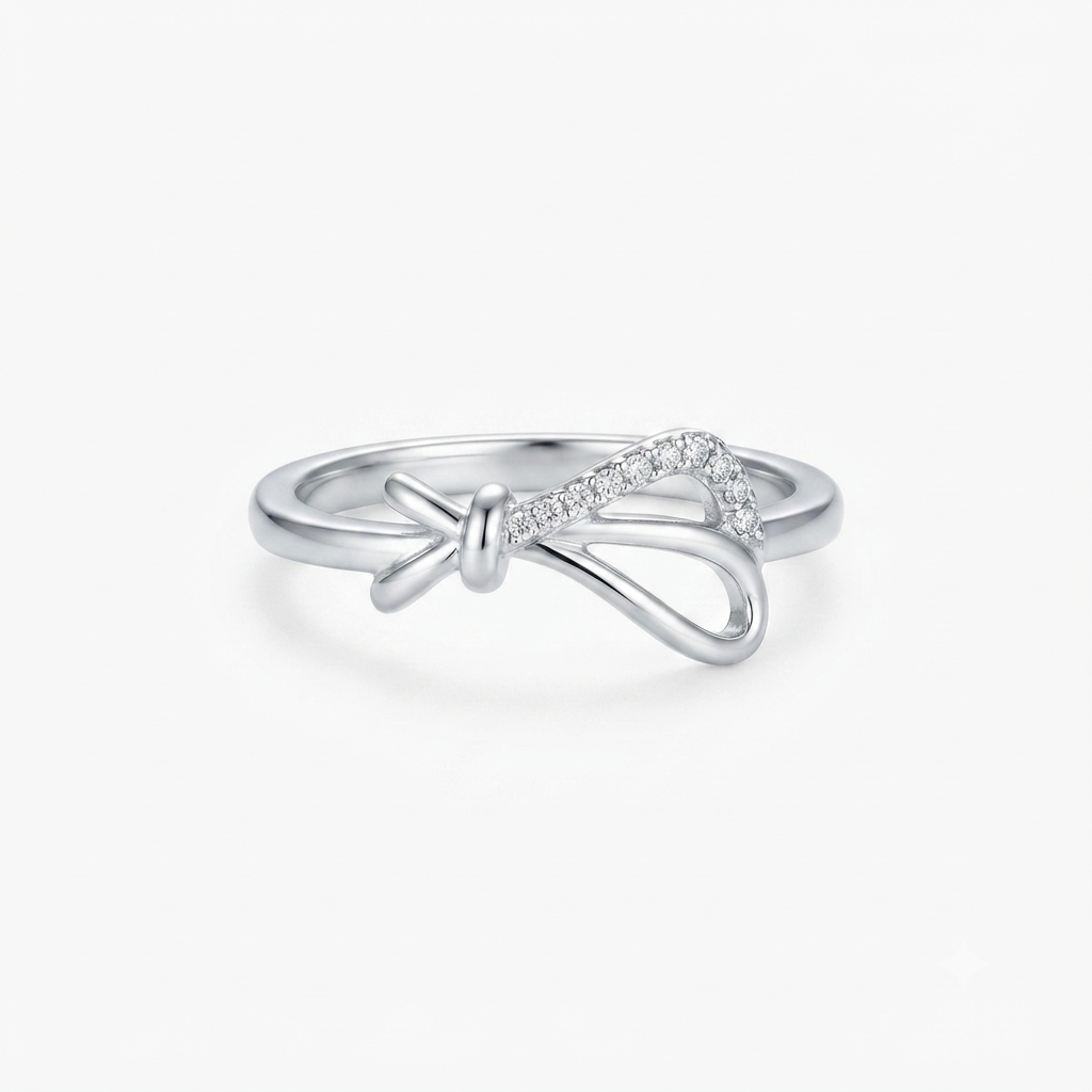 Sparkling Bow Knot Ring