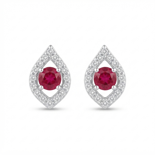 Ruby Marquise Halo Stud Earrings