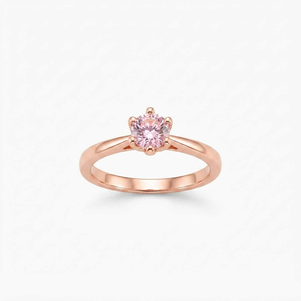 Blush Pink Solitaire Ring