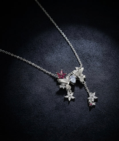 Lovebirds & Blossoms Silver Necklace