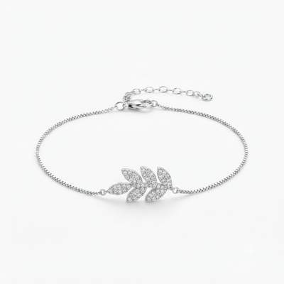 Sparkling Leaf Branch Bracelet