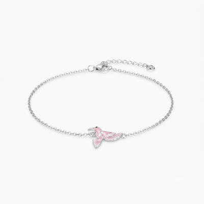 Pink Hummingbird Silver Bracelet