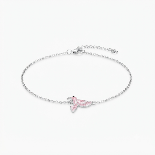 Pink Hummingbird Silver Bracelet