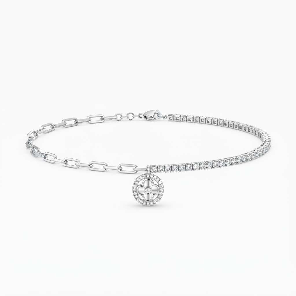 Floral Halo Tennis Bracelet