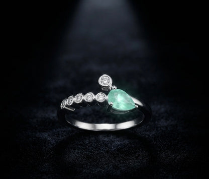 Mint Green Teardrop Sparkle Ring