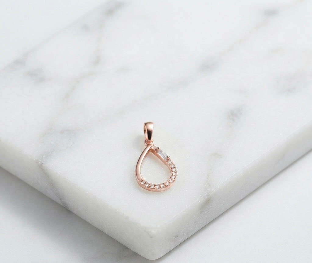 Rose Gold Teardrop Sparkle Pendant