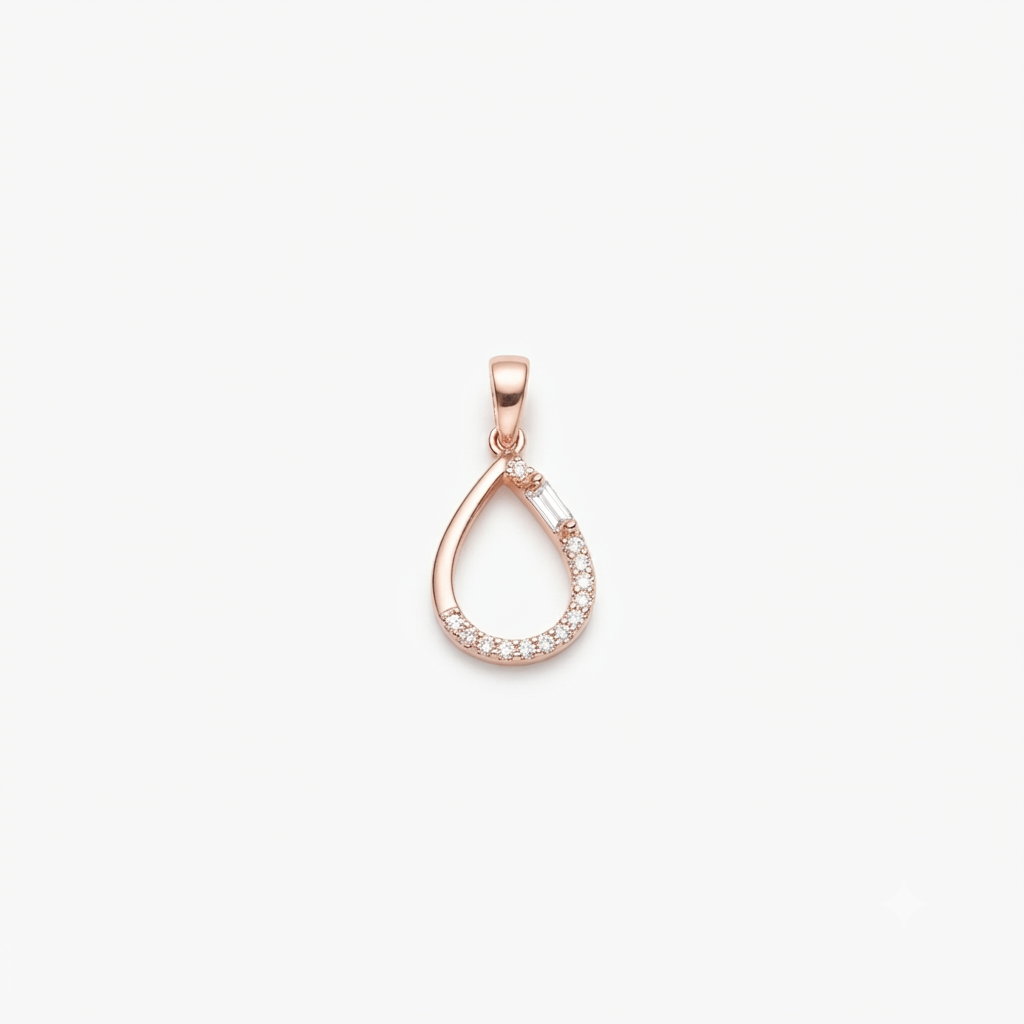 Rose Gold Teardrop Sparkle Pendant