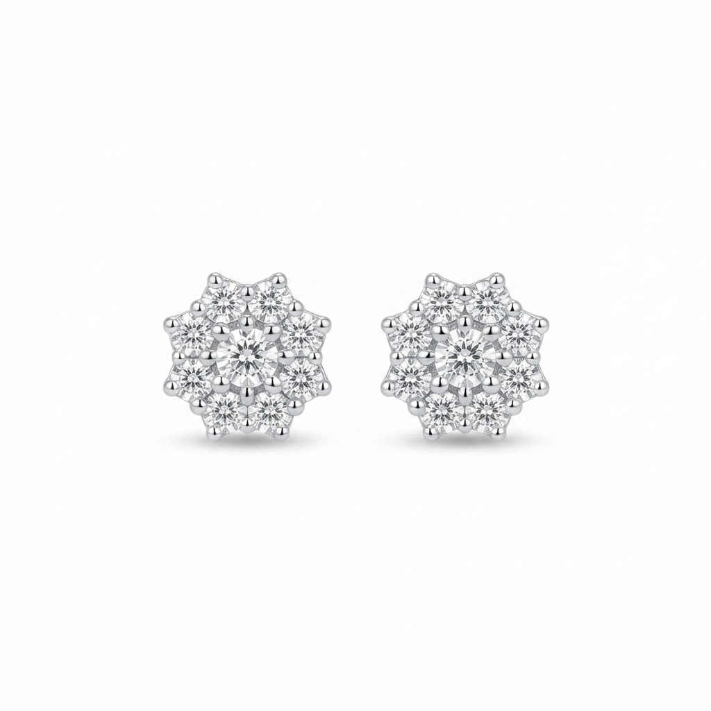 Sparkling Floral Cluster Stud Earrings