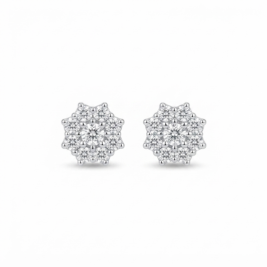 Sparkling Floral Cluster Stud Earrings