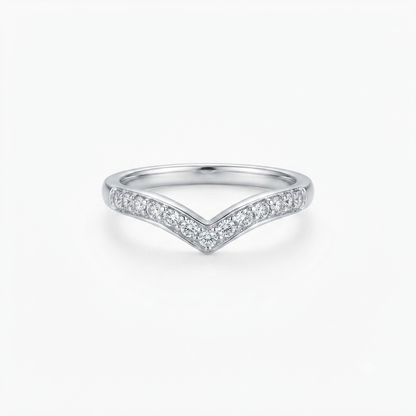 Sparkling Chevron V-Shaped Ring