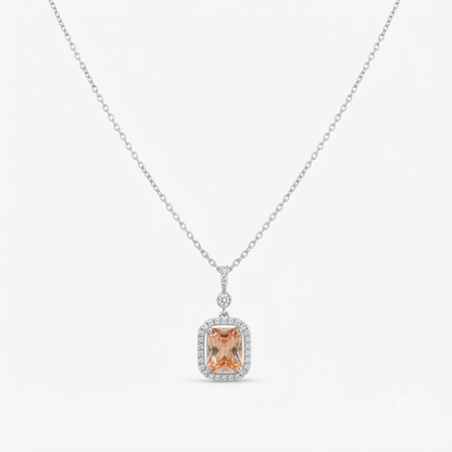 Peach Radiance Halo Pendant Necklace