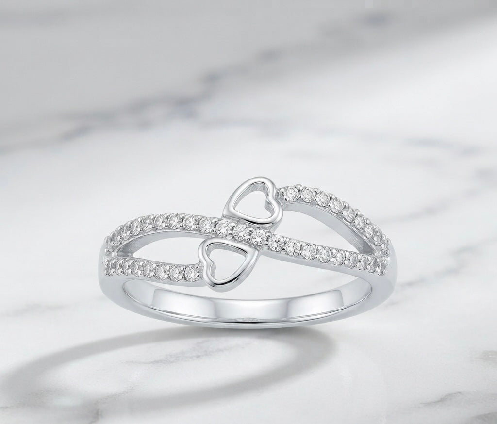 Double Heart Sparkle Ring