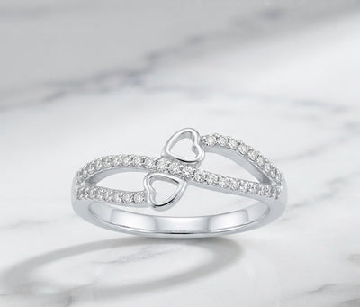 Double Heart Sparkle Ring