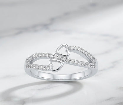 Double Heart Sparkle Ring