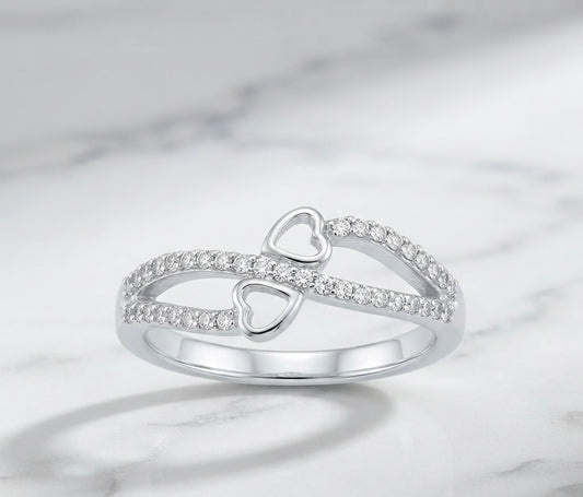 Double Heart Sparkle Ring
