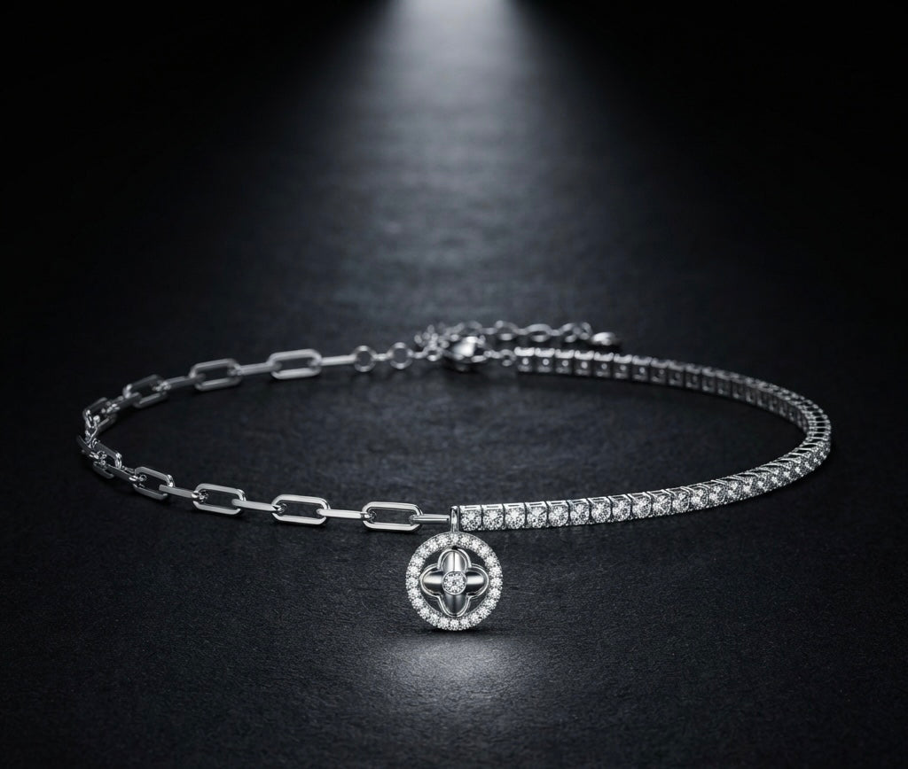 Floral Halo Tennis Bracelet