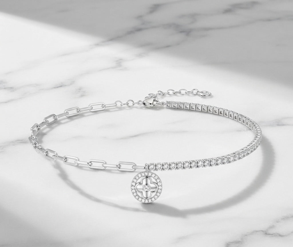 Floral Halo Tennis Bracelet
