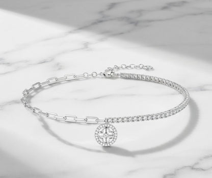 Floral Halo Tennis Bracelet