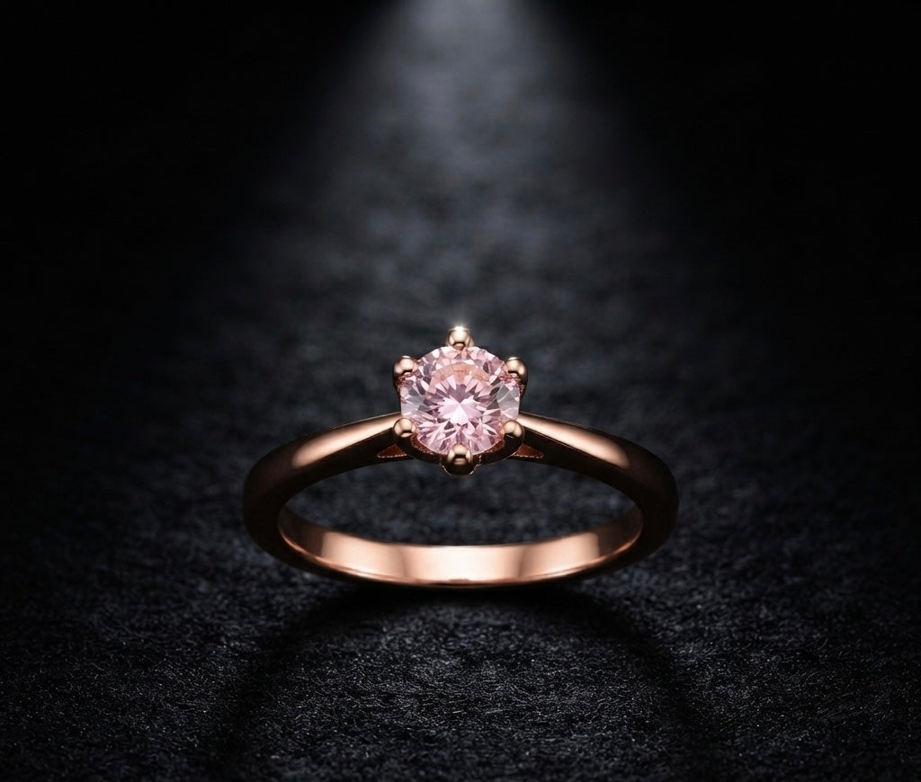 Blush Pink Solitaire Ring