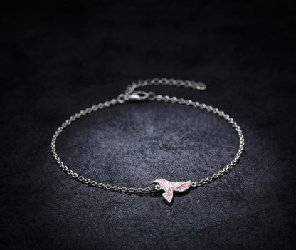 Pink Hummingbird Silver Bracelet