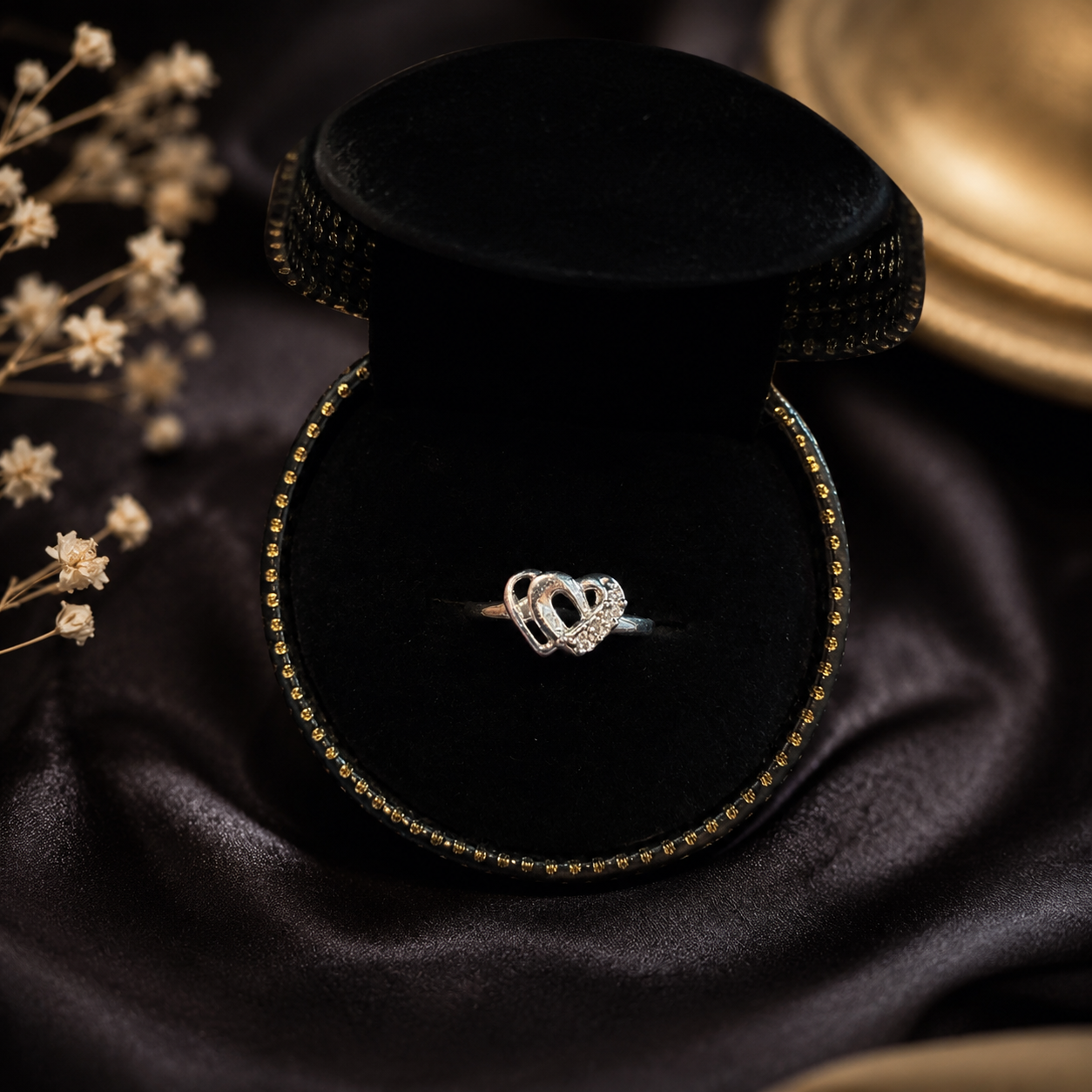 Elegant Double Heart Crystal Ring