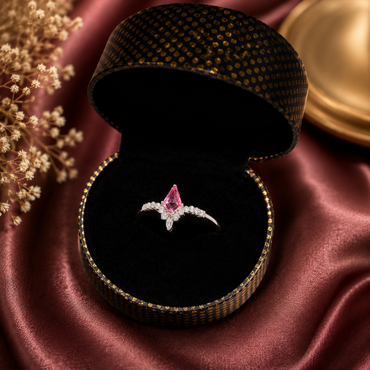 Elegant Pink Crystal Statement Ring