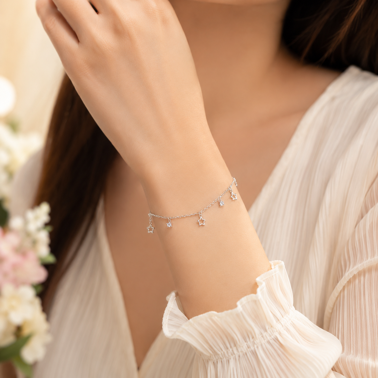 Silver Star Charm Dainty Bracelet