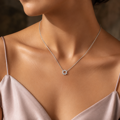 Elegant Floral Crystal Pendant Necklace