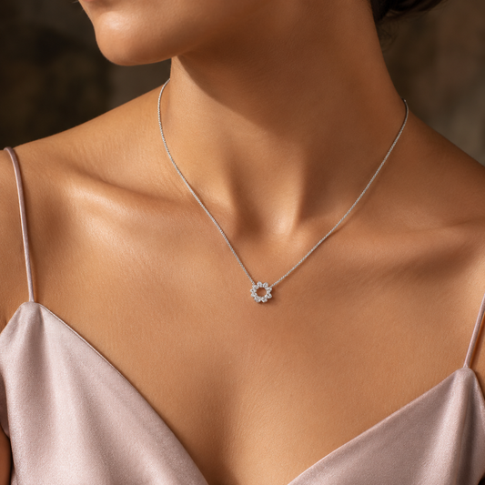 Elegant Floral Crystal Pendant Necklace