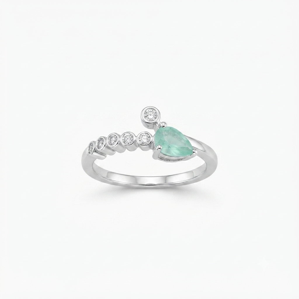 Mint Green Teardrop Sparkle Ring