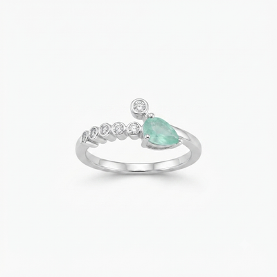 Mint Green Teardrop Sparkle Ring