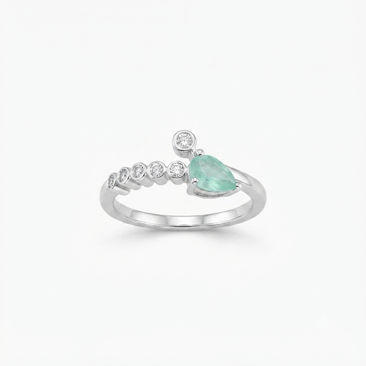 Mint Green Teardrop Sparkle Ring