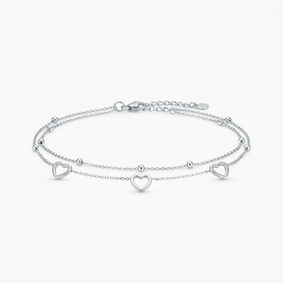Double Layer Heart Charm Bracelet