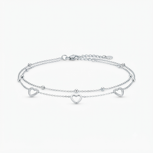 Double Layer Heart Charm Bracelet