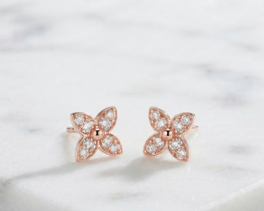 Rose Gold Floral Stud Earrings