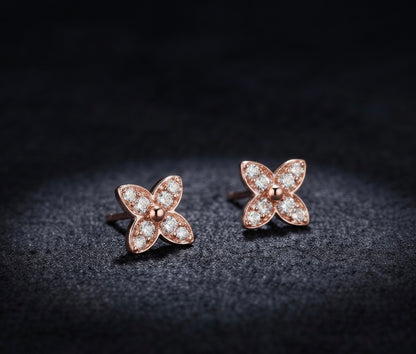 Rose Gold Floral Stud Earrings
