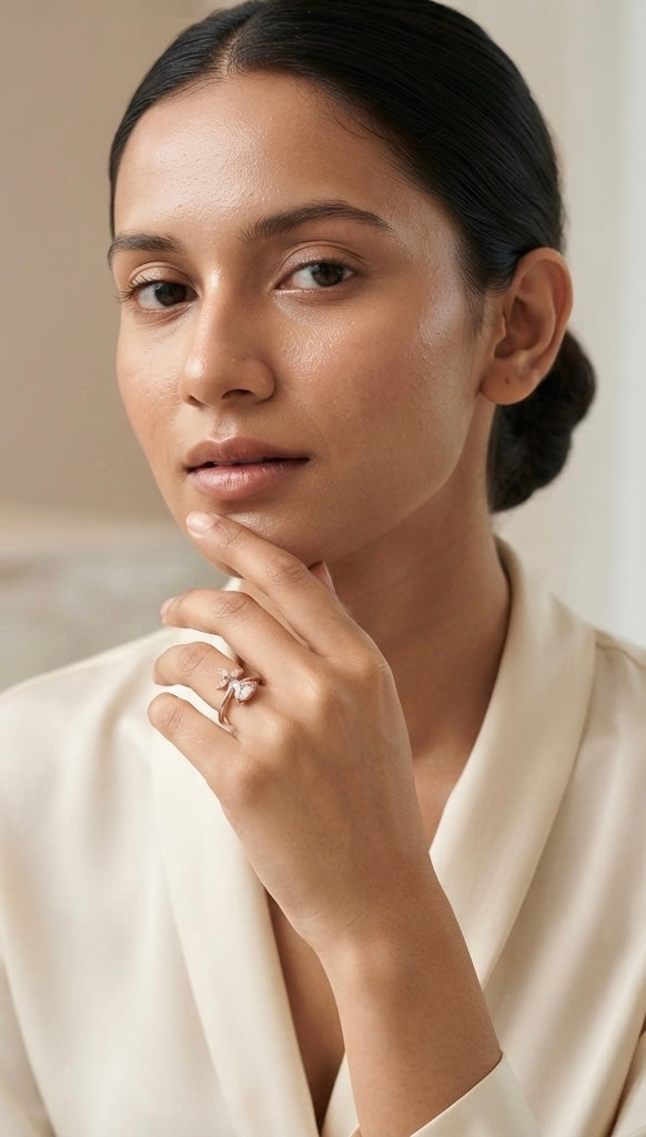Rose Gold Blossom Heart Solitaire Ring